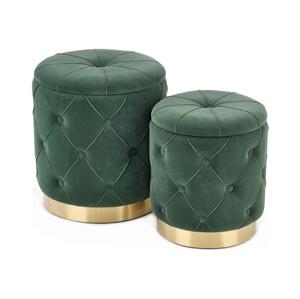 Halmar SADA 2x Taburet POLLY pr. 40/44 cm zelená/zlatá