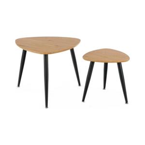 Halmar SADA 2x Odkladací stolík NICEA pr. 40/60 cm zlatý dub/čierna