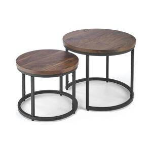 Halmar SADA 2x Konferenčný stolík OREO pr. 43/53 cm čierna/orech