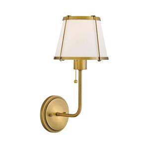 Elstead Hinkley HK-CLARKE1-DBR-OW - Nástenná lampa CLARKE 1xE27/40W/230V mosadz/biela
