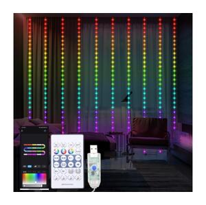 LED RGB Stmievateľný vianočný záves WIZARD 300xLED/USB 3x3m + diaľkové ovládanie