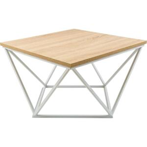 HowHomely Konferenčný stolík CURVED 60x60 cm biela/béžová