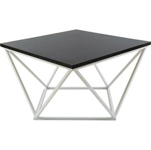 HowHomely Konferenčný stolík CURVED 60x60 cm biela/čierna