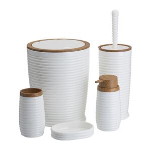 HowHomely Kúpeľňový set CAROL 5 ks biela/hnedá