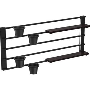 Nástenná polica s kvetináčmi a LED osvetlením SHELF 50x118 cm čierna/borovica