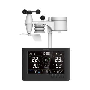 Sencor - Profesionálna meteostanica s LCD displejom a budíkom 5V/1xCR2032 + 3xAA