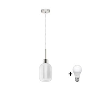 Eglo LED závesné svietidlo HARMA 1xE27/60W/230V, priemer 14 cm, matný chróm/biela