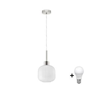 Eglo LED Lustre na lankách HARMA 1xE27/60W/230V pr. 20 cm matný chróm/biela