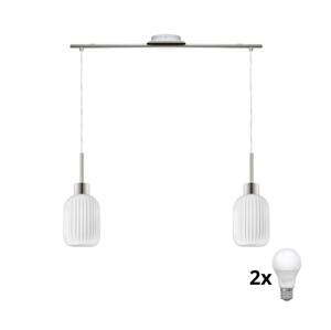 Eglo LED Lustr na lanku HARMA 2xE27/60W/230V matný chrom/bílá