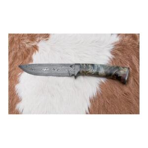 Jiří Čurda Lovecký damaškový nôž 14 cm gaštan