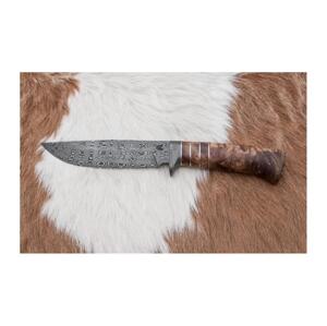 Jiří Čurda Exkluzívny damaškový nôž 14,4 cm gaštan/mamutí zub