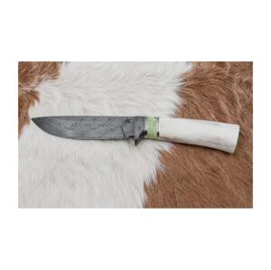 Jiří Čurda Exkluzívny damaškový nôž 13 cm serpentinit/sobí paroh