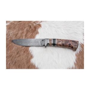 Jiří Čurda Lovecký damaškový nôž 13 cm topoľ/eben