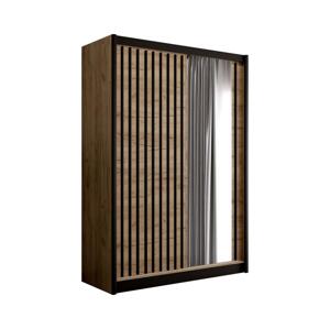 Skriňa na šaty so zrkadlom SANTINO 150x215 cm dub craft/čierna