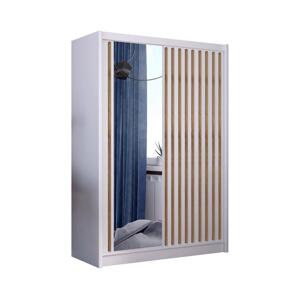 Skriňa na šaty so zrkadlom SANTINO 150x215 cm biela+/dub craft