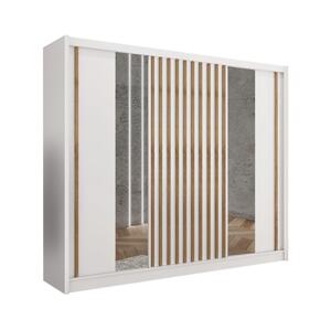 Skriňa na šaty so zrkadlom SANTINO 250x215 cm biela+/dub craft