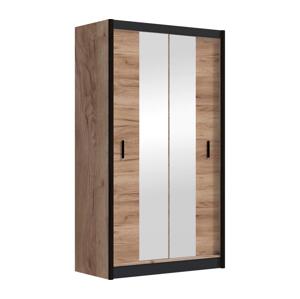 Skriňa na šaty so zrkadlom MIRO 120x215 cm dub craft/čierna