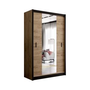 Skriňa na šaty so zrkadlom MIRO 150x215 cm dub craft/čierna