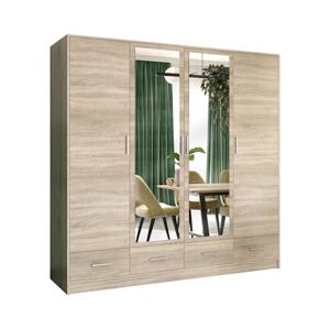 Skriňa na šaty so zrkadlom SANNA 200x215 cm dub sonoma