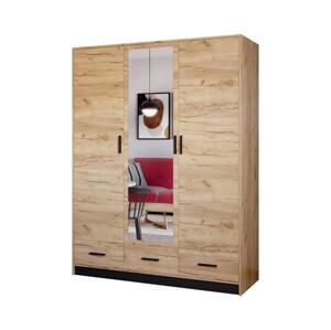 Skriňa na šaty so zrkadlom SANNA 150x215 cm dub craft