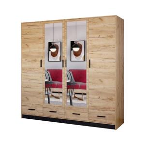 Skriňa na šaty so zrkadlom SANNA 200x215 cm dub craft