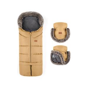 Petite&Mars PETITE&MARS -SADA Detský fusak 4v1 ARCTIC + rukávniky na kočík Elegant Caramel