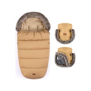 Petite&Mars PETITE&MARS - SADA Detský fusak 4v1 COMFY + rukávniky na kočík Elegant Caramel