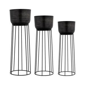 Eglo Eglo 428096 - SADA 3x Kovový kvetináč OKAYAMA čierna