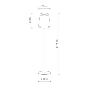 Terasová stojacia lampa, IP44, grafitová/biela, výška 148 cm
