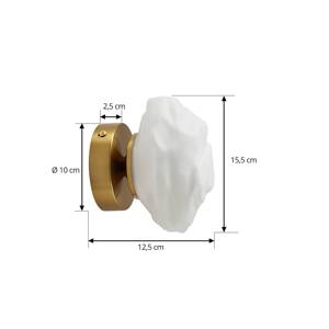 Nástenné svietidlo Lindby Piatra, opál/mosadz, sklo, 15,5 cm