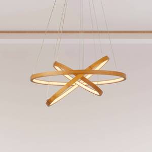 Závesné svetlo Eternity LED, zlatá farba, bambus, Ø 50 cm
