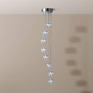 Závesné svietidlo Ice Cube LED, 8 svetiel, chróm, krištáľové sklo