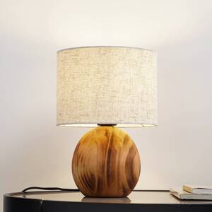 Stolná lampa Lindby Mayumi, výška 31 cm, drevo, textil