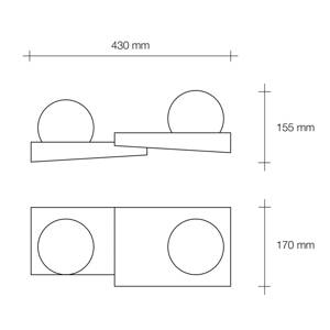 Nástenné svietidlo Cicladi, 2 svetlá, šírka 43 cm, biela, omietka, GX53