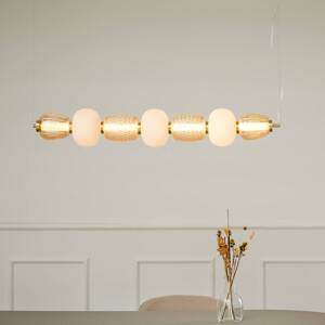 LOOM DESIGN LED závesné svietidlo Pearl 7, jantárové/zlaté, sklo, 110 cm