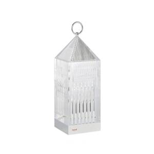 Kartell LED dobíjacia stolová lampa Lucerna, krištáľ, recyklovaná, IP54