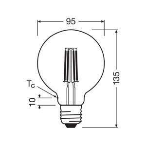 OSRAM LED žiarovka Globe G95 E27 3,8W Filament 4 000K