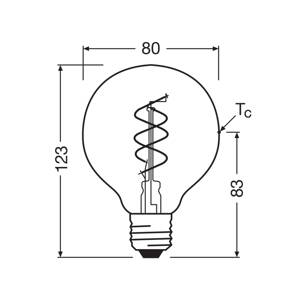 OSRAM LED Vintage G80 E27 7,2W 927 špirálové vlákno číre tmavé