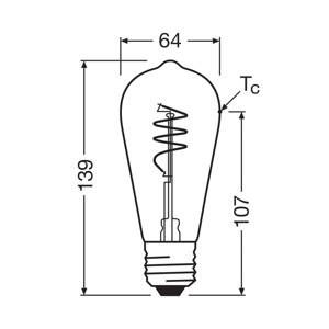 OSRAM LED Vintage ST64 E27 3,4W 927 špirálové vlákno číre