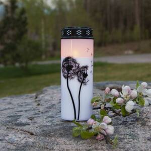 LED svetlo na hrob Dandelion, 21 cm biela/čierna plastová batéria