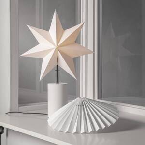 Stolná lampa Stila, biela, papier/drevo, hviezda a tienidlo