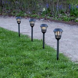 Čipka LED solárne zemné svetlo, čierna, výška 31 cm, sada 4 ks