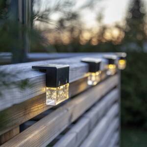 Solárne svetlo LED Bubbly Fence, čierne, plast, sada 4 ks