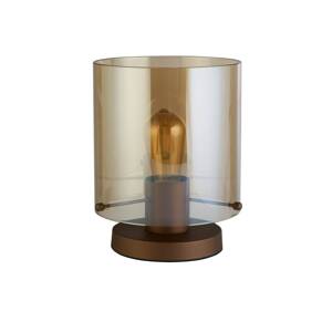 Stolová lampa Švédsko, moka/jantárová, oceľ, sklo, E27