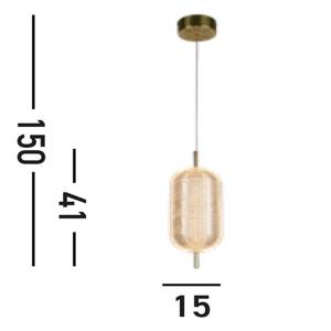 Závesné svietidlo Capsule LED, mosadzná farba, železo, akryl
