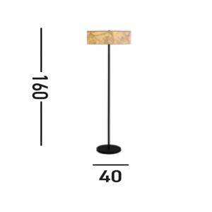 Stojacia lampa Isla, Ø 40 cm, hnedá, béžová, bambus, oceľ