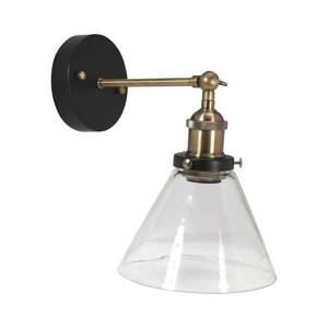 PR Home Nástenné svietidlo Lambda, mosadz/čierna, Ø 18 cm, sklo