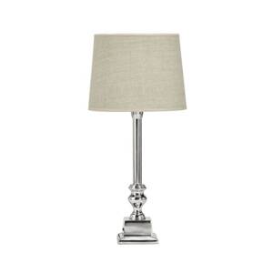 PR Home Stolná lampa Linné, farba chróm/prírodná, výška 46 cm