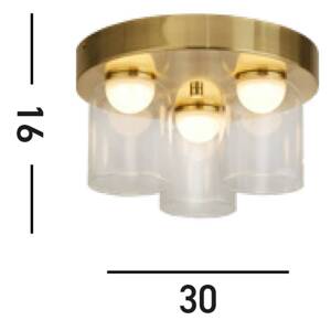LED stropné svietidlo Highball, mosadzná farba, IP44, sklo
