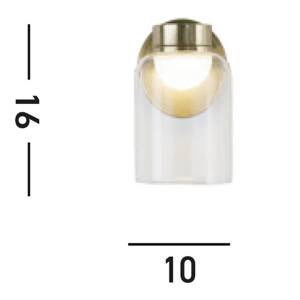 Nástenné svietidlo LED Highball, mosadzná farba, IP44, sklo